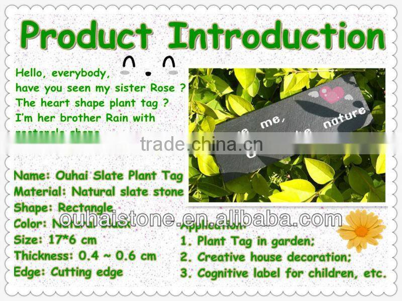 Superb quality natural black stone flower label slate plant marker