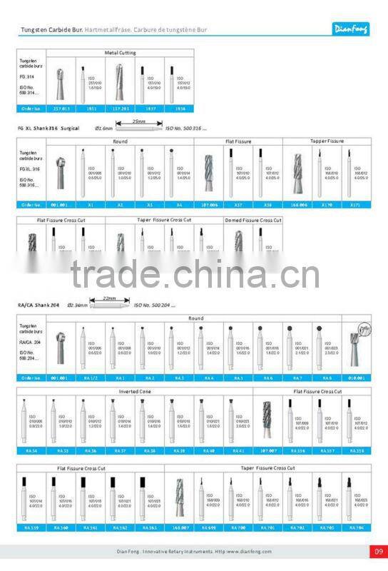1156 Domed Fissure FG High Speed Tungsten Carbide Burs Dental Chair Equipment