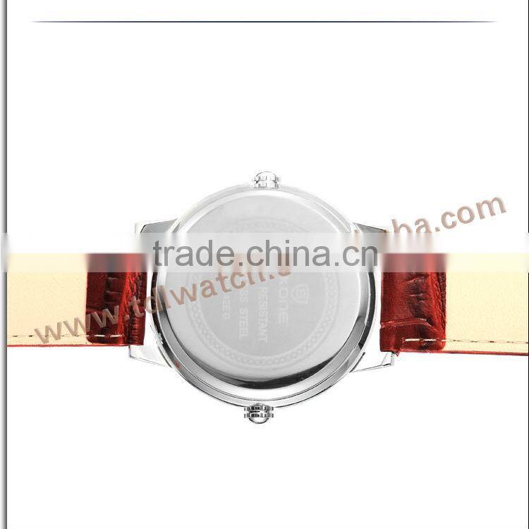 9142 high quality unisex leather band two time zone watch