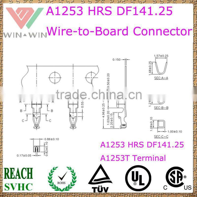 1.25mm pitch A1253 HRS DF14 1.25 Electronic Wire to Board Connector