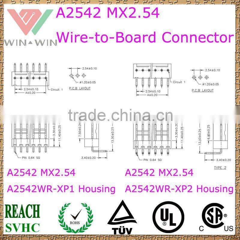 2.54mm Pitch A2542 MX2.54 Electronic Wire to Board Connector