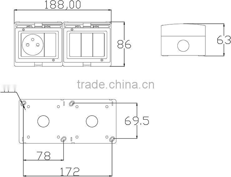 CF-FR4S series16A ABS Waterproof switch socket Wall plug & sokcet IP55 two gang French socket