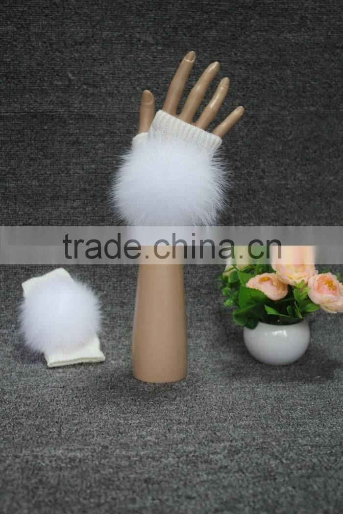 most popular hot fashion high quality ladies stock knit warm long fur gloves