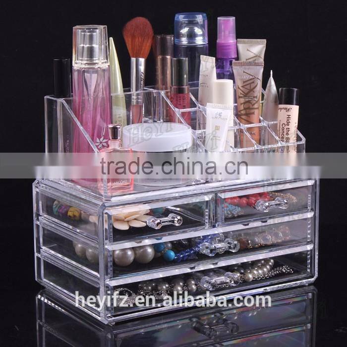 Hot Sell White Clear Multi Spaced Acrylic Cosmetic Case
