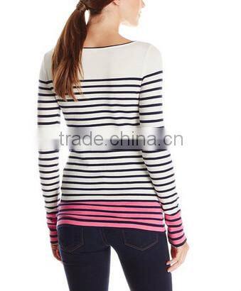 Women's Long Sleeve black stripe 12GG knitted Cardigan Sweater