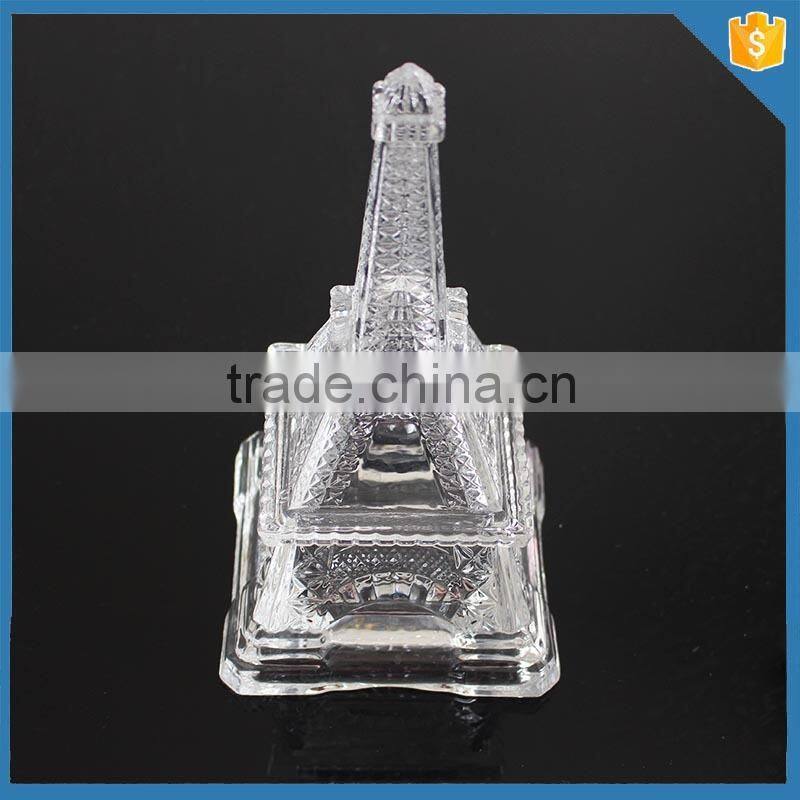 Machine Pressed Eiffel Tower Design Glass Crystal Jars For Candy