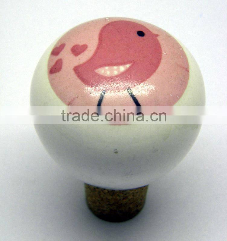 Image Artwork Sticker Ceramic Bottle Stopper with Cork attachment