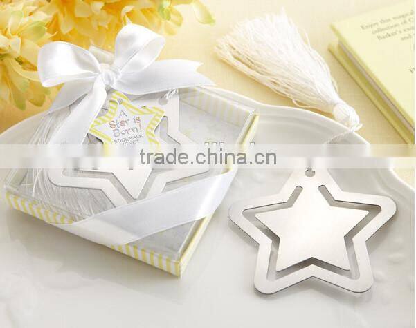 celebration supplies h"A Star is Born!"Metal Bookmark with White-Silk