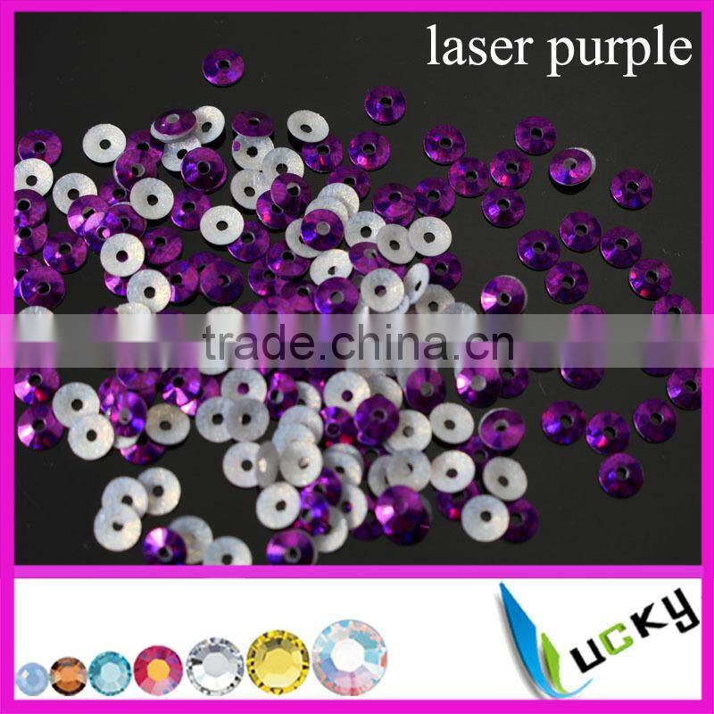 2015 NEWEST design fashion KOREAN QUALITY hot fix spangle sequin LASER RED middle hole CONE SHAPE 3mm 4mm 5mm 6mm