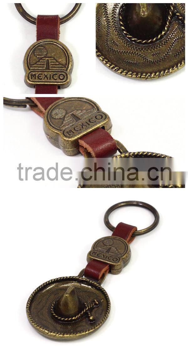 Custom souvenir gift brass Maxico hat shape keychain