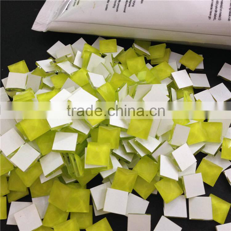 best selling opaque lemon yellow color square shape decorative crystal stone for fashion bag shaped beads factory