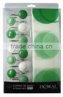 peva shower curtain with resin hooks
