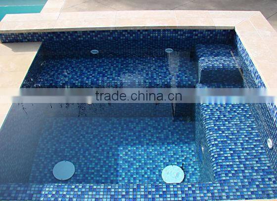 Blue gold silk pool mosaic glass tiles HG-GX003
