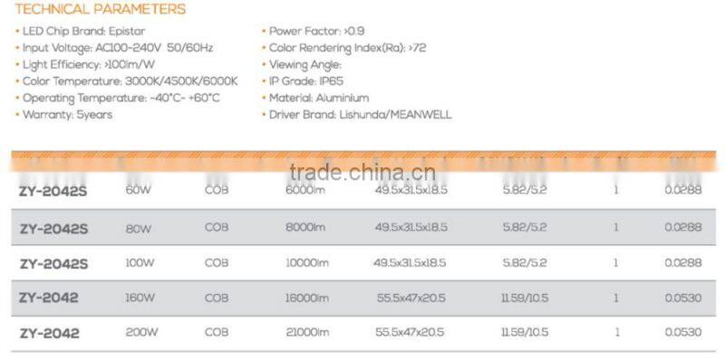 ZY-2042-160W/200W CE ROHS led light outdoor lighting fixture floodlight