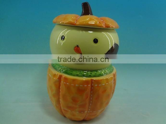 funny ceramic pumpkin candy jar with lid