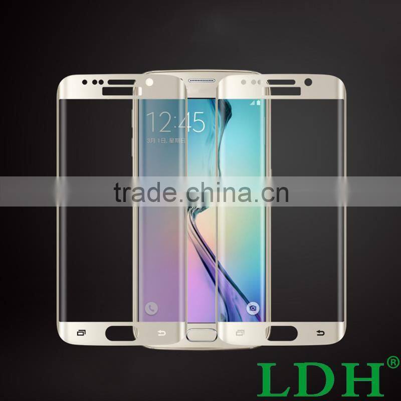 Wholesale full cover orginal color gold tempered glass screen protector for s6 edge 3d samsung galaxy curved with 9 hardness