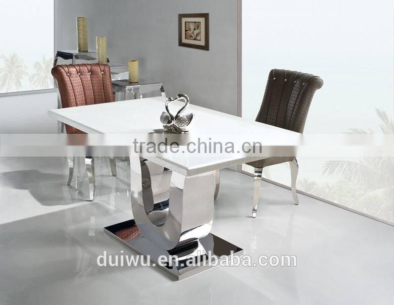 Modern home furniture 6 seat rectangle marble top dining table designs
