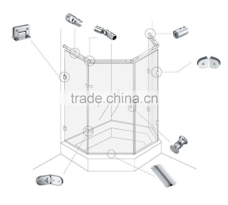 Bathroom 3 way stainless steel tube pipe connector ,round pipe clamp hinges