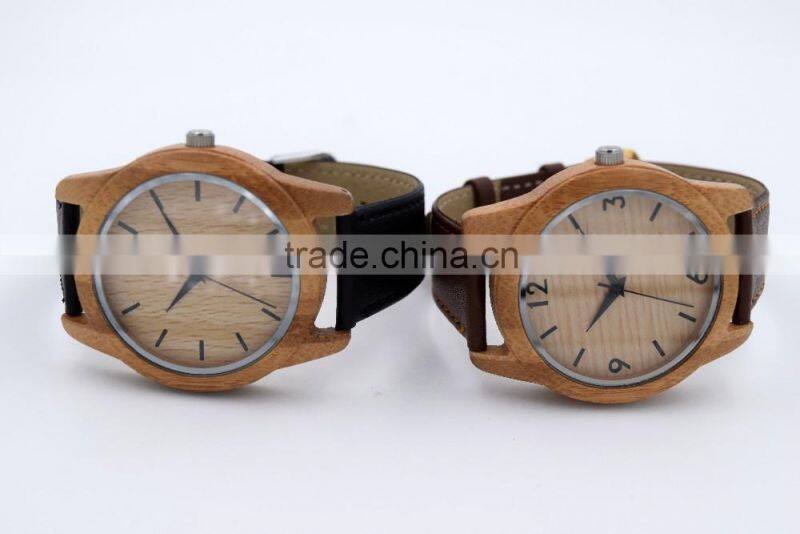 2016 High quality natural bamboo retro round dial wood watch