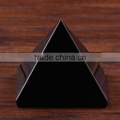 Gemstone black obsidian pyramid for home decoration
