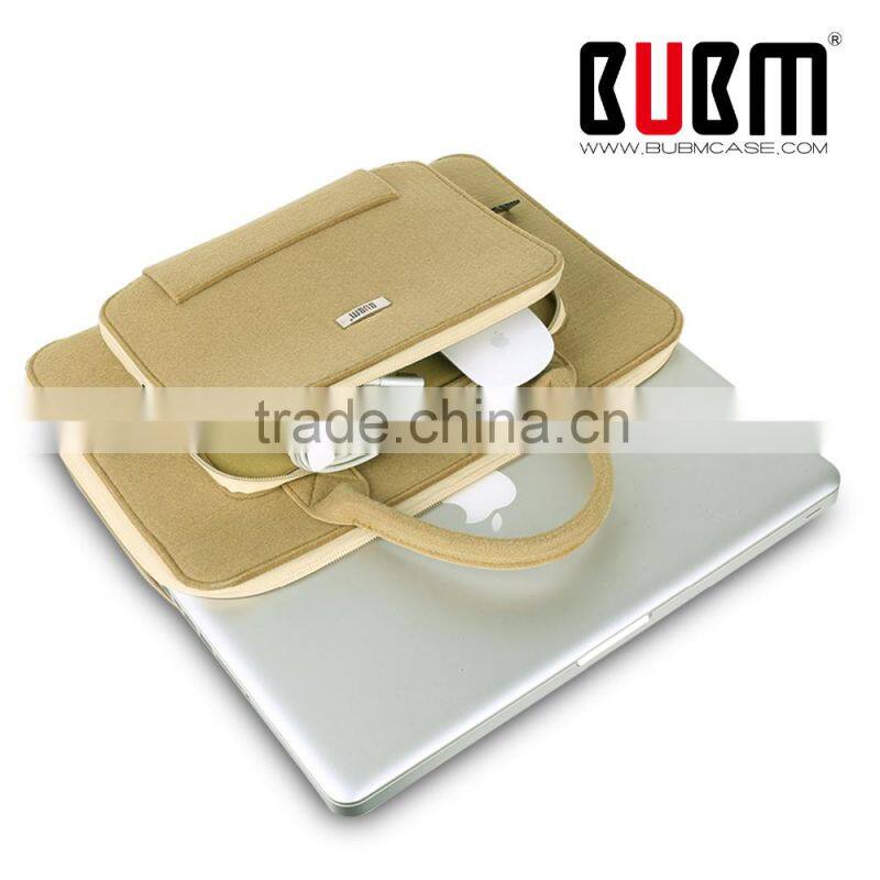 Fashionable BUBM khaki super-thin convenient work pretty attract attention laptop bag both men and women