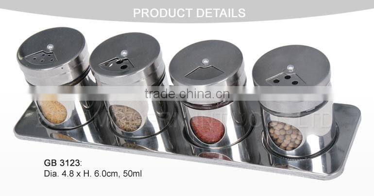 Wholesale 4 pcs stainless steel spice jar rack