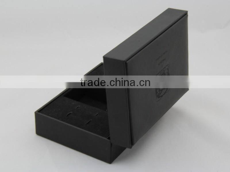 Custom made black leather gift packaging box with embossing Logo , Accept OEM / ODM order