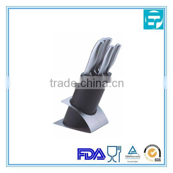 Stainless steel black kitchen knife set with holder
