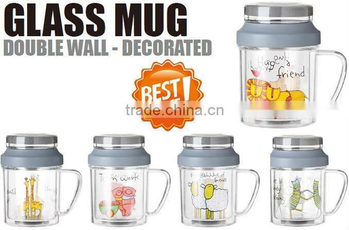 SINOGLASS 4 pcs glass storage canister jar set with TUSCAN VILLA decal