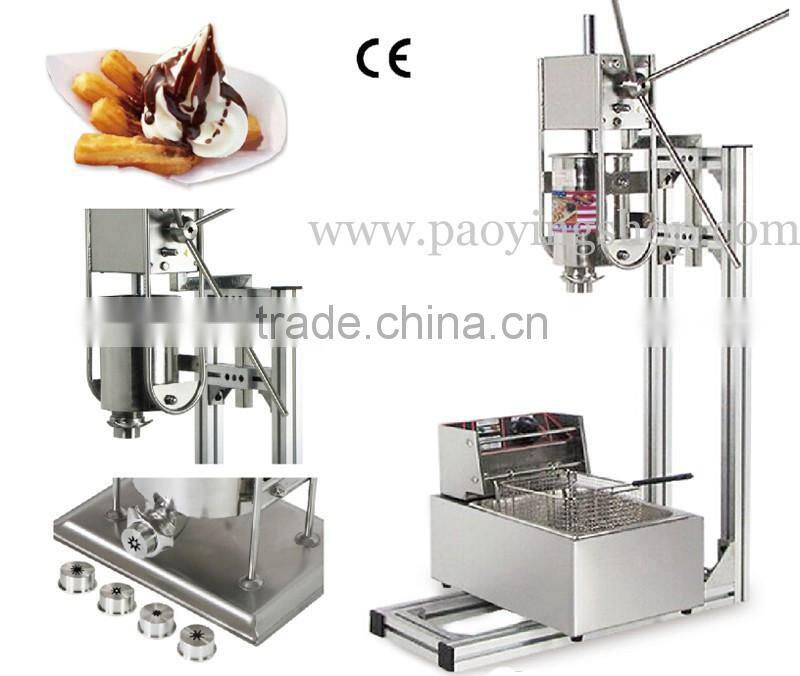 (4 in 1) Commercial Spanish Manual 3L Churros Maker + Working Stand + 6L 110v 220v Electric Deep Fryer + 1L Filling Machine
