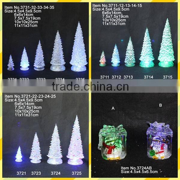 led Christmas Decoration, Acrylic Christmas tree with figure , flash christmas tree lighting