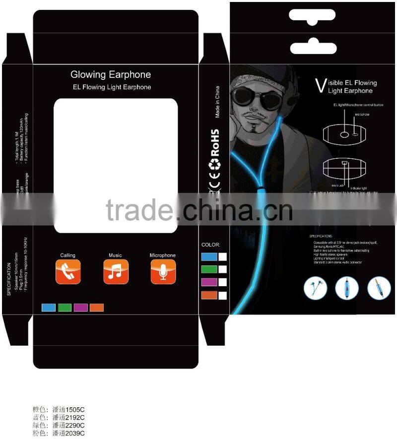 Best Price Led glowing Earphones, EL light earphone wired light earbud led earphones