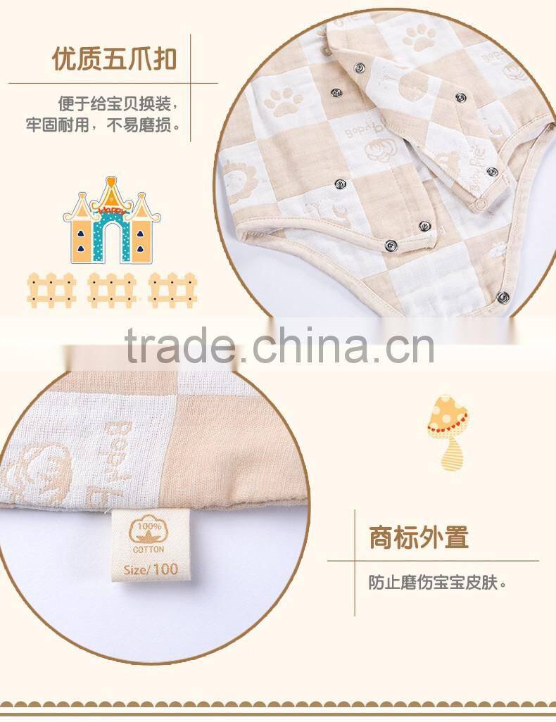 GOTS organic cotton baby clothes short sleeve gauze knitted newborn baby Jumpsuit for summer