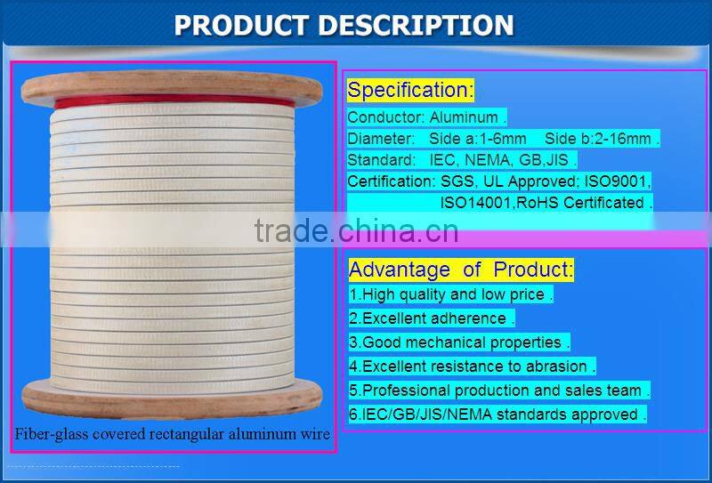 High quality fiberglass coated rectangular aluminum wire