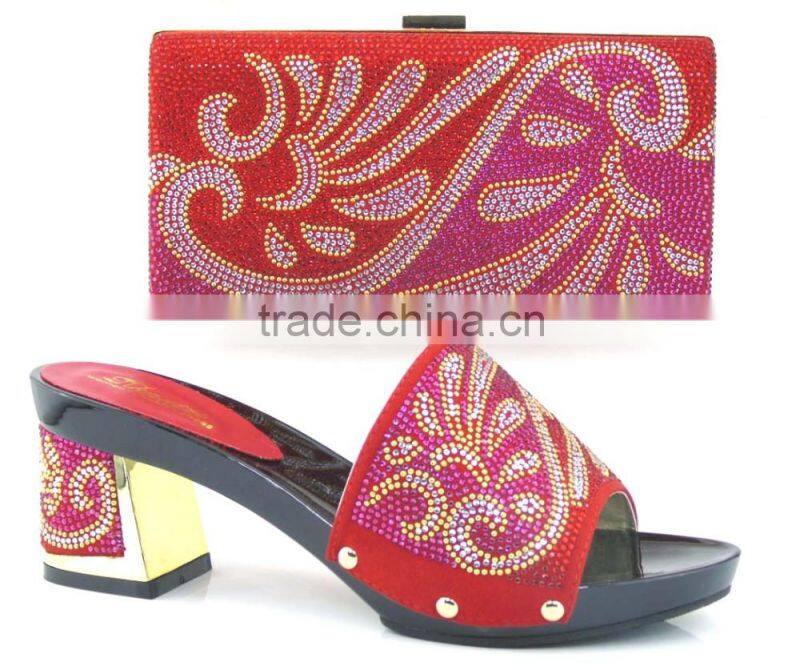 Fancy clutch bag mix middle heel sandals women matching shoes and bag