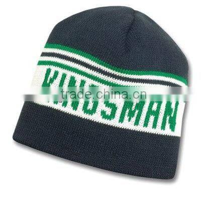 2014 Custom Unique Printed Men's Knitted Hats Beanies with Wowen Label