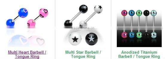 Light Blue Soccer Ball Barbell Tongue Ring Jewelry Body Piercing