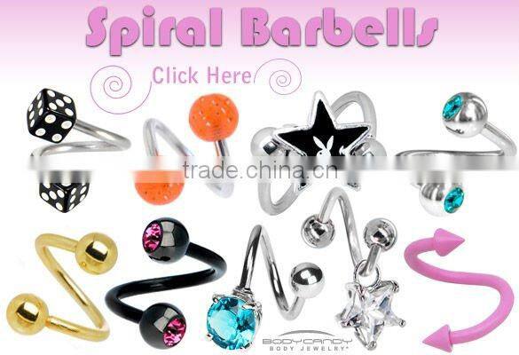 light duplex spirals green 316L body eyebrow ring jewelry