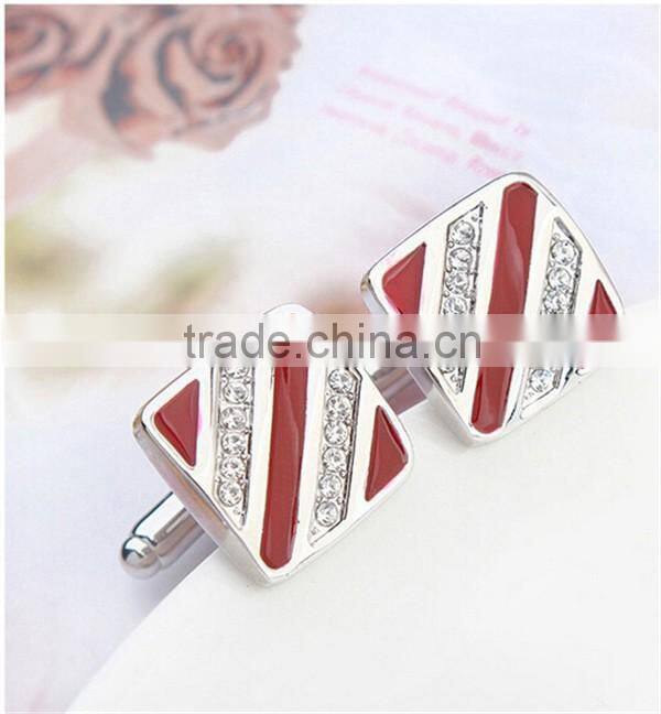 Yiwu factory wholesale copper metal enamel crystal cufflinks for men shirts cuff link