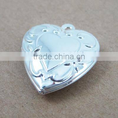 19mm flower engraved vintage brass silver heart photo locket charm 1132007