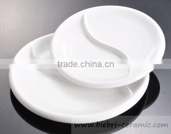 Super White Excellent Quality Ceramic Porcelain Partion Divided Portion Plates Dishes For Restaurant Hotel Party Wholesale