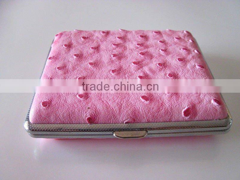 Metal cigarette case. Leather cigarette box.