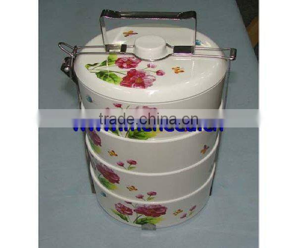 Hot sale round shape 4 sections colorful rice bowl, unbreakable solid color plastic lunch box