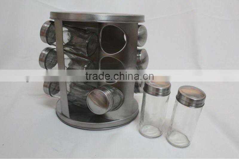 Revolving spice jar rack set glass spice jar rack set kitchen set rack