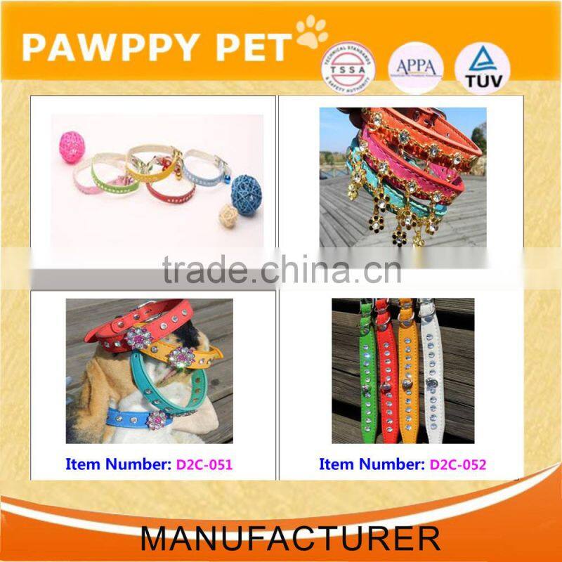 SOFT LEATHER DOG COLLAR FLOWER COLOUR PADDED MULTIPLE COLOURS