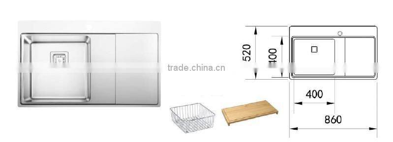 POATS PS-801 Stainless Steel Sink Size: 860X520X200mm