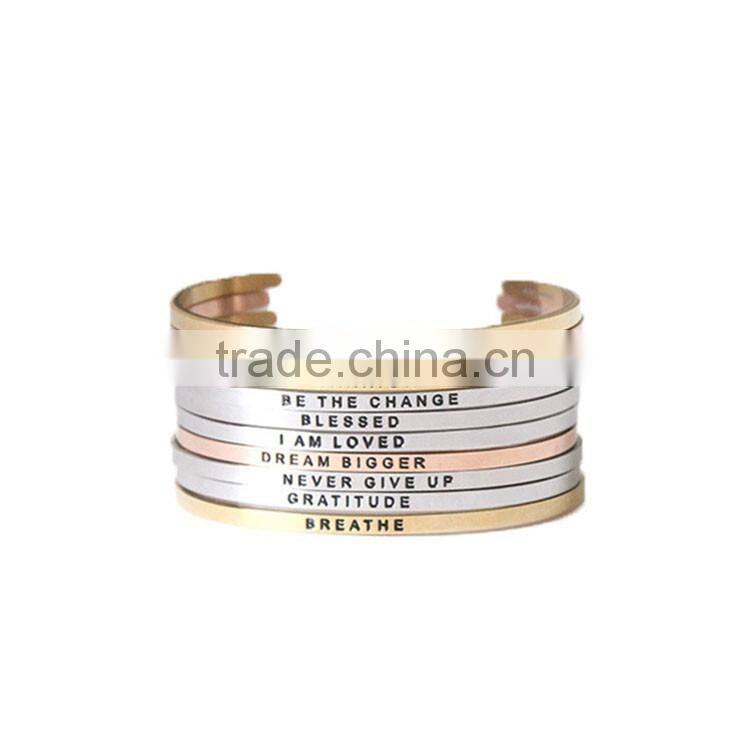 Message FOLLOW YOUR HEART Bracelet Stainless Steel Metal Bracelet Custom Inspirational Engraved Jewelry