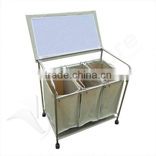 Vivinature 3 Lift-off Bags Laundry Sorter with Foldable Ironing Board, Multifunctional Laundry Cart