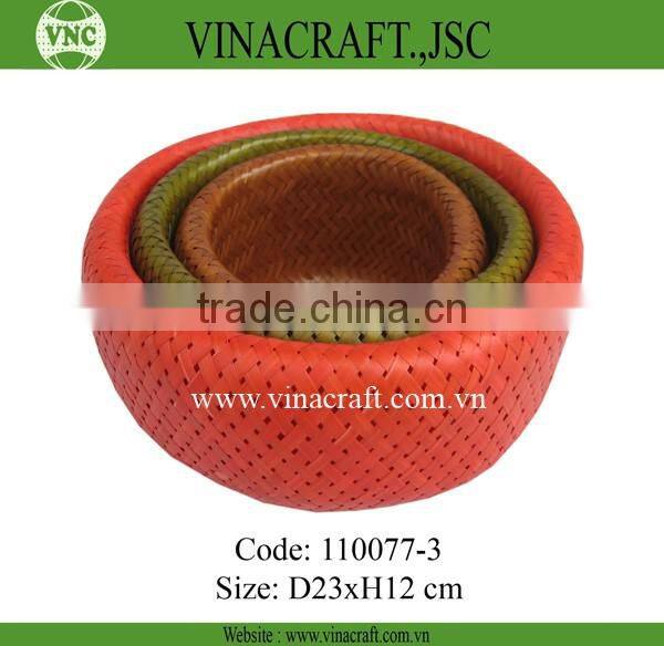 Brown bamboo basket for egg storage