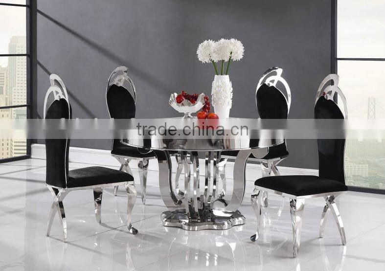 Round Chrome Stainless Steel Dining Table